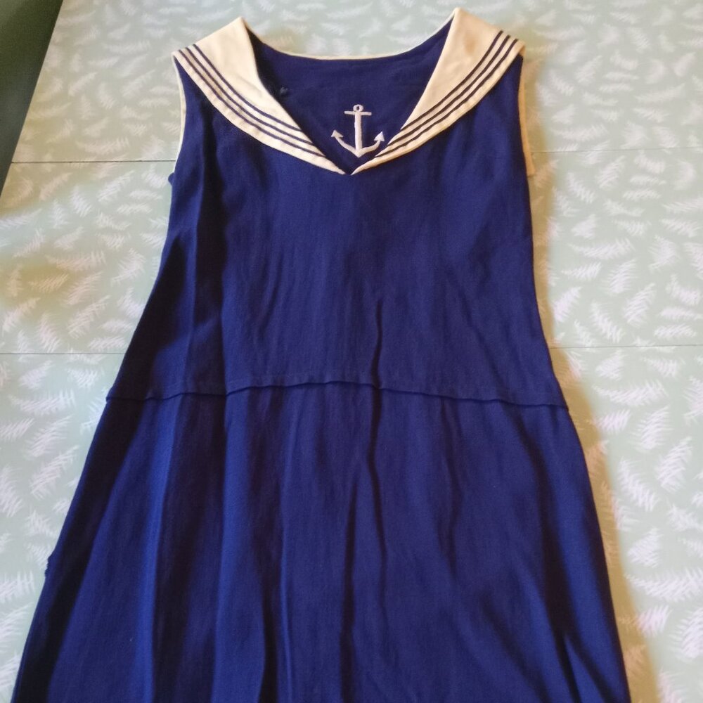 vintage navy dress 1930s charleston swing